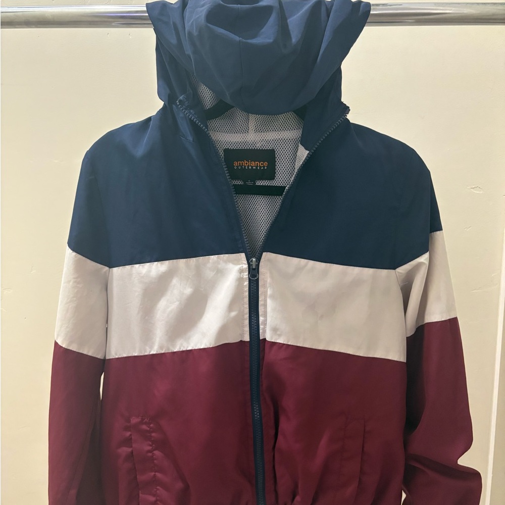 Ambiance Navy, White, and Burgundy Windbreaker